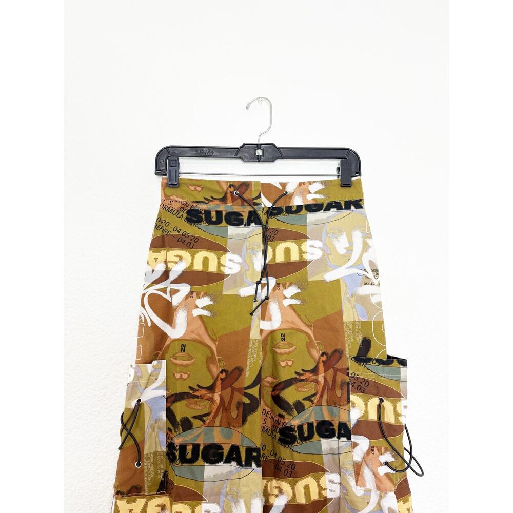 AsYou Y2K Vintage Printed Graphic Wide Leg Pants Size 2 Streetwear Indie - Picture 4 of 14